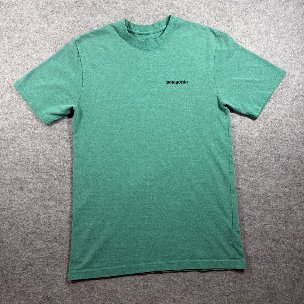 Patagonia P-6 Logo T Shirt Unisex XS Heather Green Mountain Graphic Cotton Tee